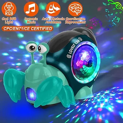 Electric Crawling Snail Baby Toy Kids Infant Interactive Toy & Music RGB Lights • $12.24