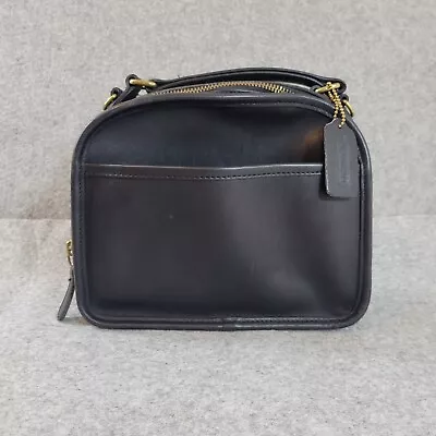 Vintage Coach Bag Lunch Box Zip H8C-9991 Black Leather Crossbody Purse Strap  • $130