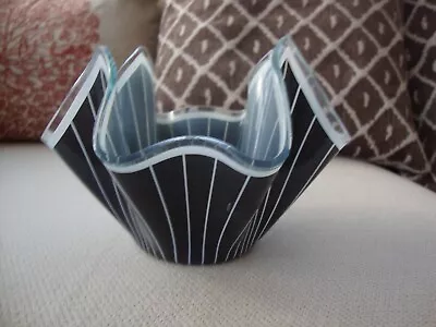 1970 Chance Glass Handkerchief Vase  Black • £23