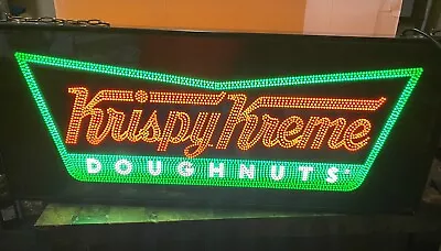 Rare DOUBLE-SIDED  KRISPY KREME DOUGHNUT  Fiber Dot LIGHT UP SIGN Store Display • $1620