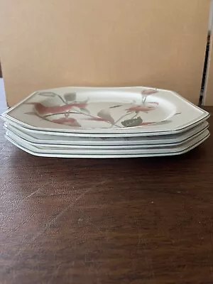 Mikasa Silk Flowers Set Of 3 Floral Square Dinner Plates 10-3/8  Very Good Condn • $17