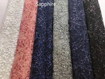 130Cm Fabric 1 Yard Lace Fabric Embroidered Sequin Flower Mesh For Wedding Dress • $16.18
