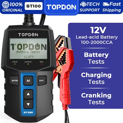 TOPDON BT100 Digital Battery Analyzer 12V Car Battery Load Tester CCA100~2000 • $44.99