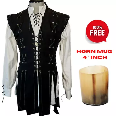 Halloween Thick Padded Gambeson Black Vest Medieval Armor Coat Aketon Jacket Sca • $103.54