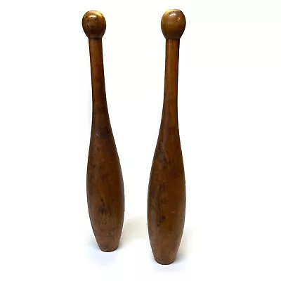 Pair Vintage Victorian Wood Indian Clubs 17  Tall • $140