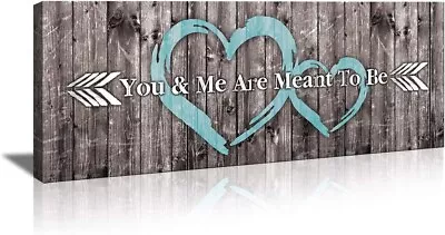 Wedding Gift Farmhouse Canvas Sign Wall Decor Home You And Me Are Meant To Be • £18.79