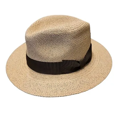Vintage Genuine Straw Panama Hat Hand Woven In Ecuador Size 59 Karfil Greece EUC • $79.97