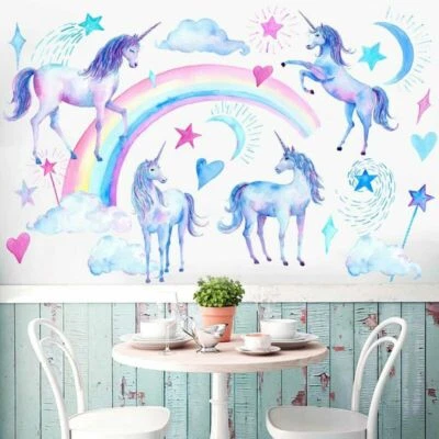 AU Unicorn Rainbow Cloud Star Heart Wall Decal Sticker Kids Nursery Bedroo@、 • $8.45