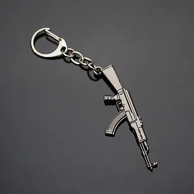AK47 Keychain Rifle Machine Gun Model Metal Keyring Key Ring Chain Black Gift • $6.99