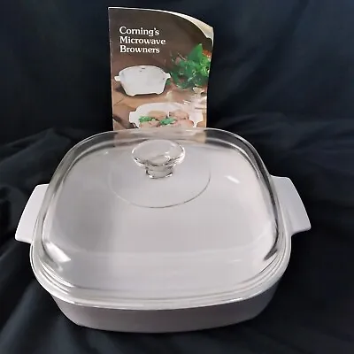 Corning Ware Microwave Browning Casserole Dish MW-A-10 With Pyrex Lid • $19.99