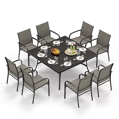 PHI VILLA 9 Piece Patio Dining Set Outdoor Table Chairs Set For 8 Person • $609.99