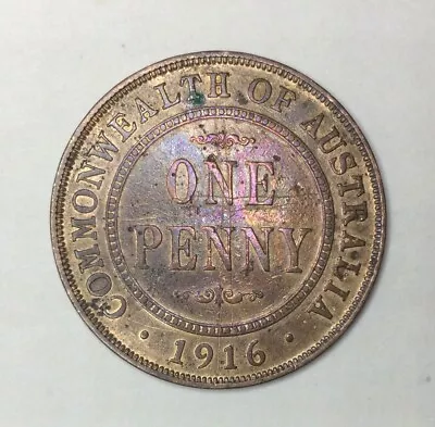 1916i KGV  Australian One Penny Coin. Collectible Quality And Golden Toned. • $2.70