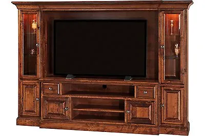 Traditional Entertainment Center Wall Unit Solid Wood Glass Doors 54 66 72  • $6150