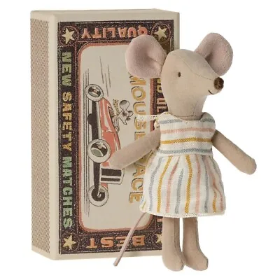 Maileg Big Sister Mouse In A Box Spring Striped Dress • $59.99