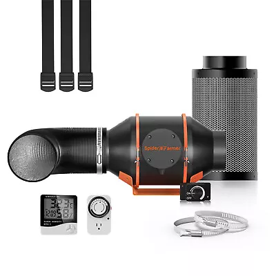 Spider Farmer 4'' Grow Tent Fan Set Extractor Inline Ducting Carbon Filter Kits • £138.99