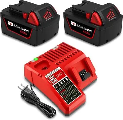 2 PACK 6.5AH For Milwaukee 18V 4.0Ah M18 Battery And Charger Kit 48-11-1840 • $89.99