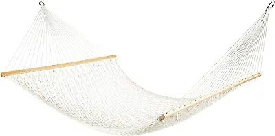 2 Persons Wide Cotton Rope Hammock W/Spreader Bar S Hooks Chains Indoor Outdoor • $64.95