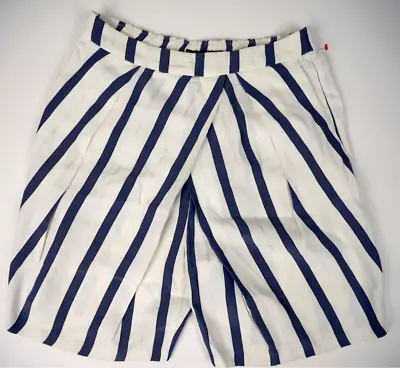 Zara Shorts Womens Extra Small Striped Satin White Lace Trim Elastic Waist • $3.49