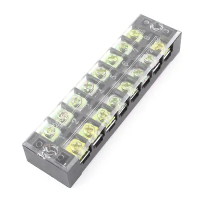 600V 25A 8 Position Dual Row Wire Barrier Terminal Block Connector Strip W Cover • $7.94