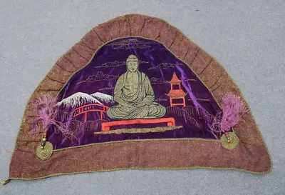 Vintage Asian Tibetan Buddhist Altar Cloth Metallic Tapestry Embroidery Buddha • $695