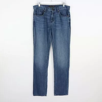 J Brand Kane Jeans Straight Leg Mens W32 L35 Cotton Linen Denim Tirius Blue • $49.90