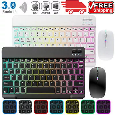 Wireless Bluetooth Keyboard/Mouse Set Backlit For IMac IPad Android Phone Tablet • $7.95