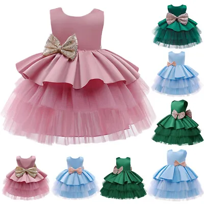 Girls Kids Dress Up Bowknot Lace Princess Birthday Party Bridesmaid Wedding Gift • £15.82