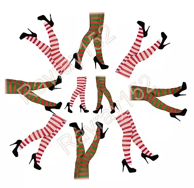 £3.10 • Buy Elf Pixie Santa Christmas Xmas  Striped Tights Red / Green OR Red / White