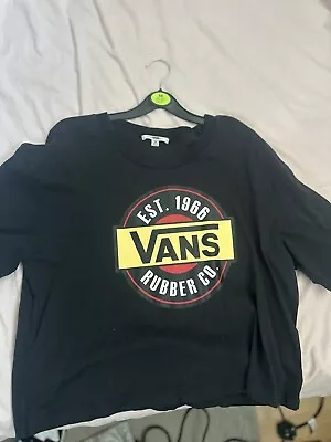 VANS - Womens Crop T-Shirt - Black - Short Sleeve Summer Top • £1