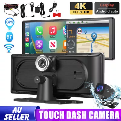 10.26''4K Touch Screen Dash Camera Wireless GPS Car Play Android Auto Recorders • $149.95