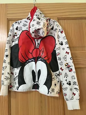 NWT Disney Store Minnie Mouse Hoodie Jacket Girl Sweatshirt White 5/6 • $24.70