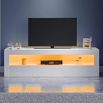 TV Stand With RGB LED Lighted 2-Door Console For TVs Up To 55inch • £94.99