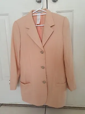 Vintage Ladies Gianni Versace Wool Cashmere Blazer Jacket Peach 40 (AU Size 8) • $260