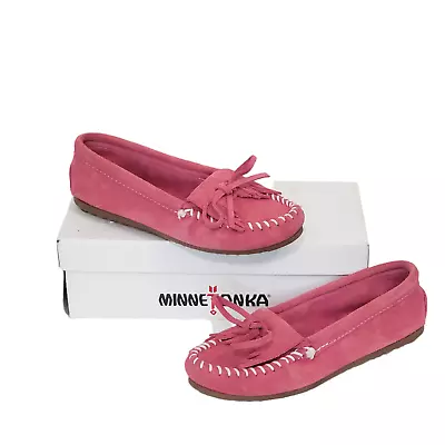 $27.99 • Buy Minnetonka Kilty Hot Pink 401 Women's Moccasin Soft Suede Slip On Shoe SZ 6