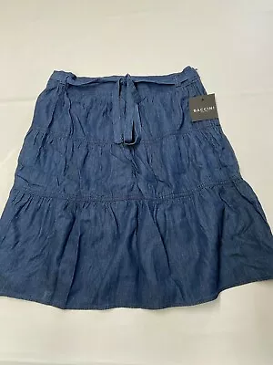 Womens BACCINI Blue Cotton Side Zip Skirt Sz 8P NEW NWT • $13.60