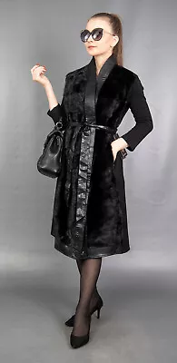 1348 New Glamorous Real Black Mink Coat Luxury Fur Jacket Vest Beautiful Size L • $359.10