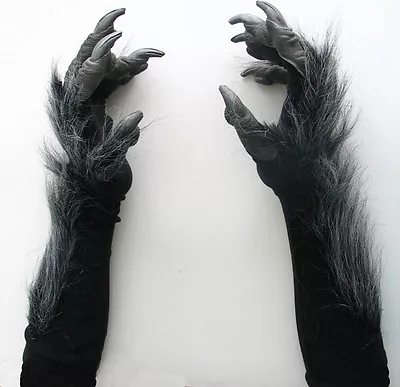 Killer Gray Werewolf Wolf Claws Hands Adult Scary Halloween Costume Gloves • $36.95