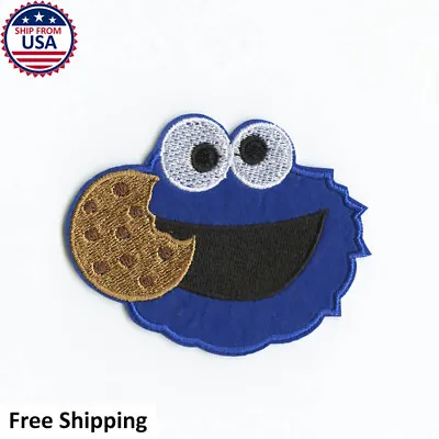 Cookie Monster Sesame Street Cute Funny Embroidered Iron-On/Sew-On Patch Motif 2 • $3.99