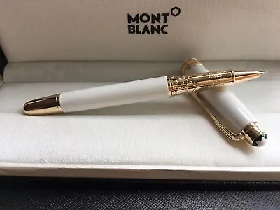 Montblanc Meisterstack Mb163 Gold White Rollerball Pen With Box • $55