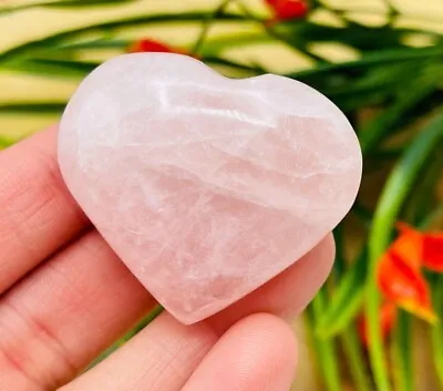 Rose Quartz Crystal Heart Massage Pocket Stone Palm Worry Reiki Stones • $14.43