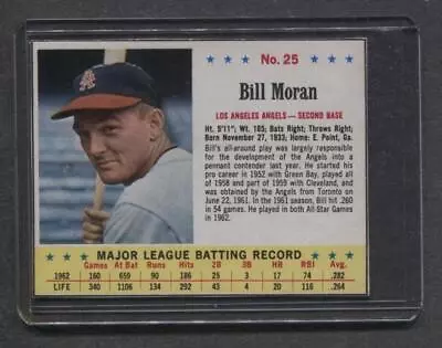 1963 Jello #25 Bill Moran (Angels)   Ex   (Flat Rate Ship)    A1 • $8.50