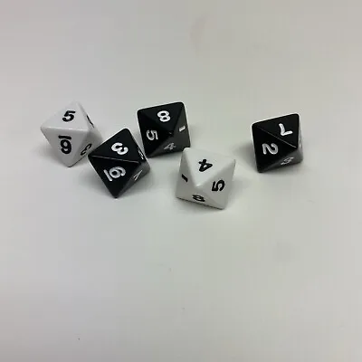Risk 2210 AD Replacement Dice Die Black White 8 Sided X 5 • $5.99