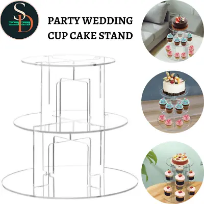 £11.27 • Buy 3 Tiers Cake Stand Circle Round Acrylic Cupcake Party Wedding Cup Display Holder