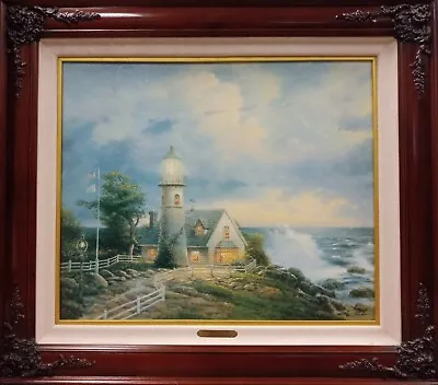 A Light In The Storm Seaside Memories II Thomas Kinkade Hand Lighted Lithograph • $995