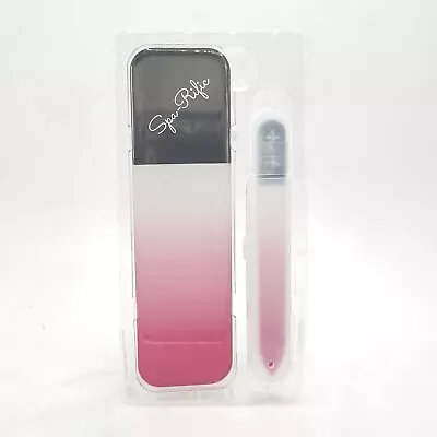 Spa-Rific Laser Etched Glass 2 PC MANI PEDI SET - Ombre Pink  - File & Buff NEW • $21.94