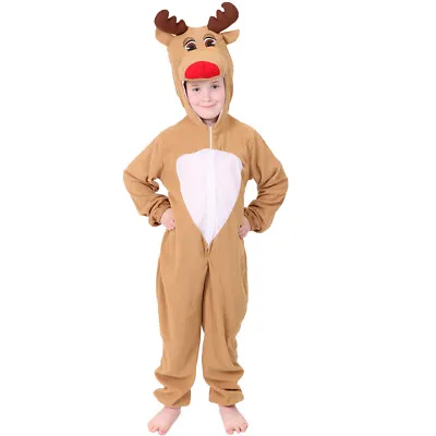 Child Reindeer Costume Rudolph Suit Kids Christmas Fancy Dress Xmas Animal • £9.99