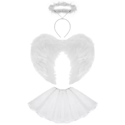 Kids White Angel Fairy Halloween Fancy Dress Tutu Costume Hen Party Outfit • £9.98