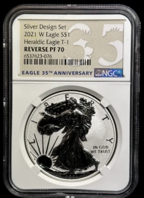 $11.50 • Buy 2021 W - NGC PF 70 Reverse - Silver American Eagle S$1 One Dollar Coin -3076