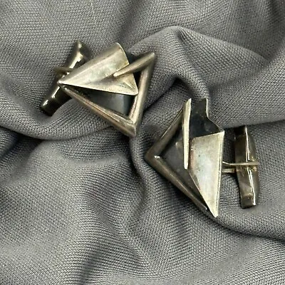Vintage Mexico Sterling Silver Cufflinks Modernist • $44.99