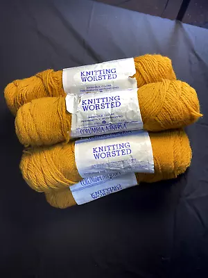VTG Columbia Minerva Knitting Worsted Virgin Wool Yarn 6 Skeins 5110 Yellow Gold • $30